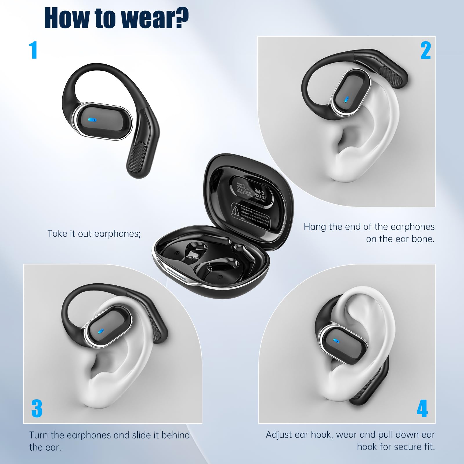 TRAUSI earbuds worn by runner demonstrating stable fit and safety