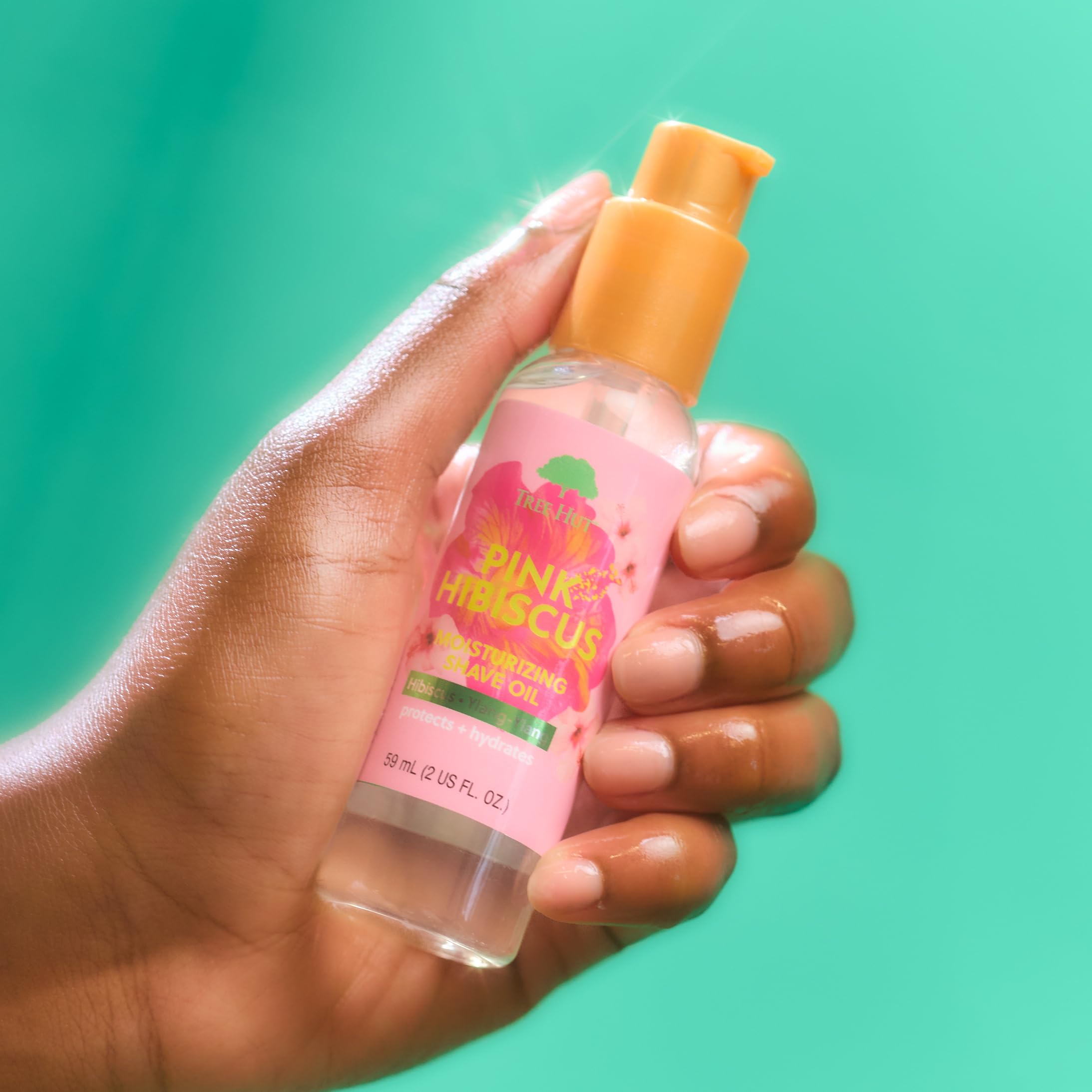 Tree Hut ingredient label closeup emphasizing shea butter and clean formula benefit