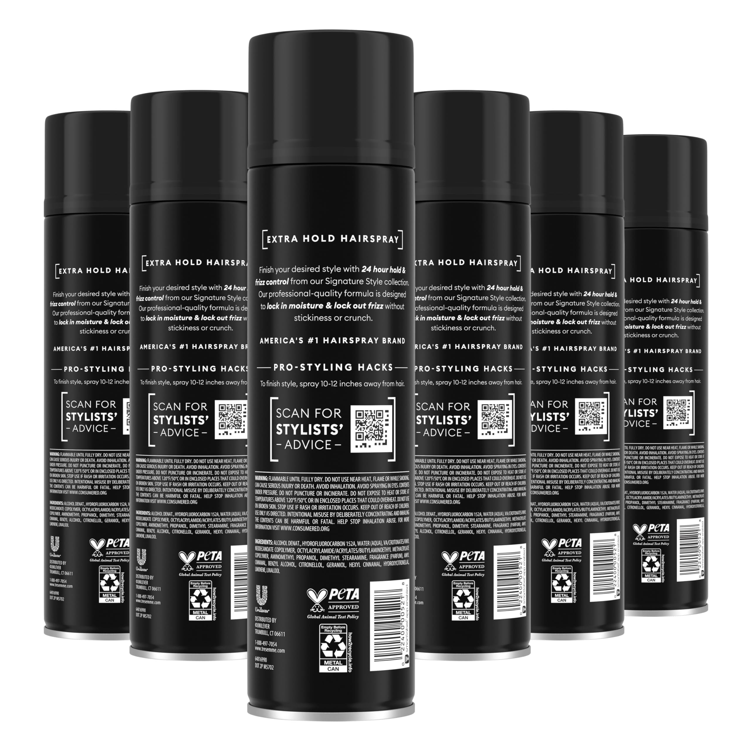 TRESemmé aerosol nozzle close-up delivering even spray for control