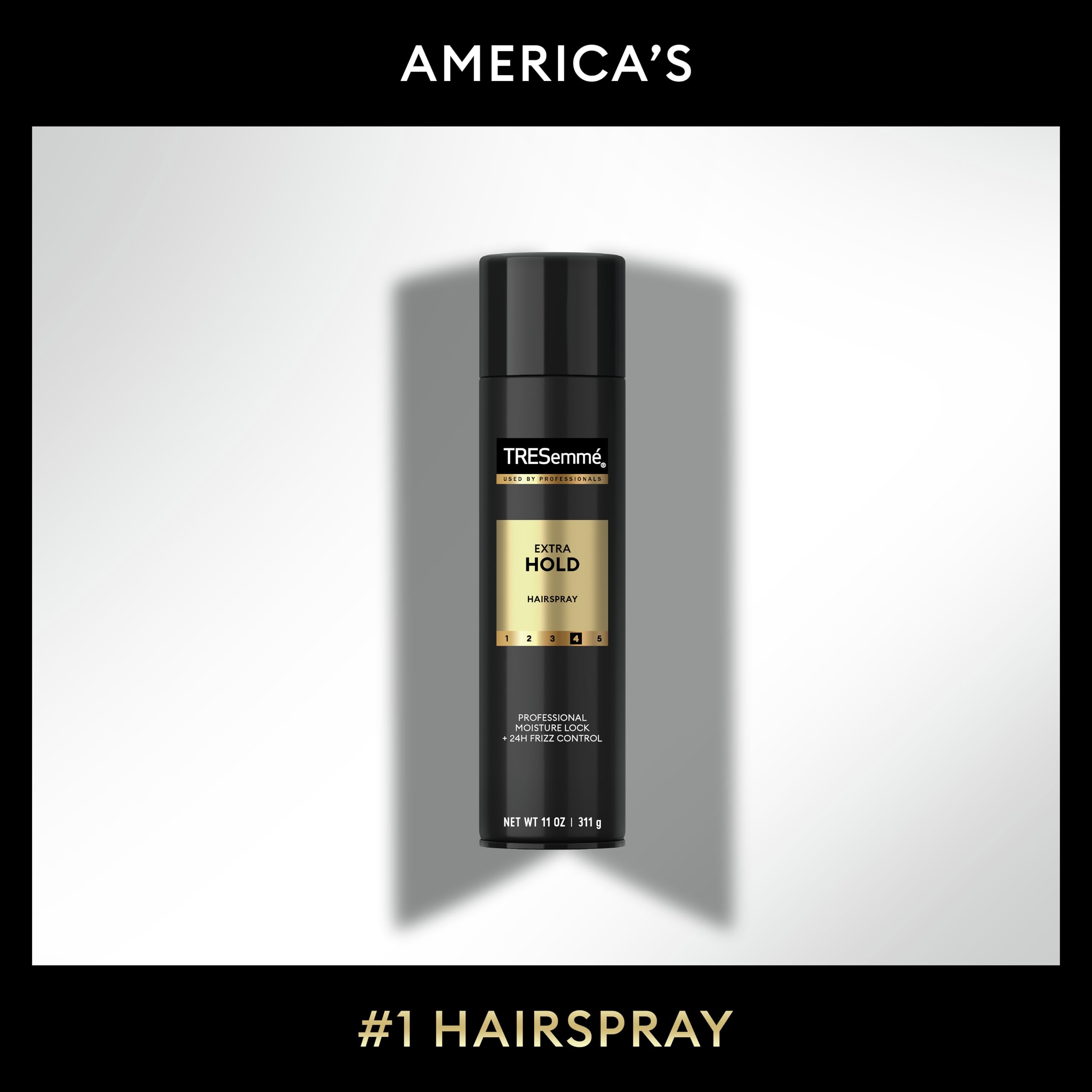 TRESemmé can beside styled hair illustrating long-lasting finish