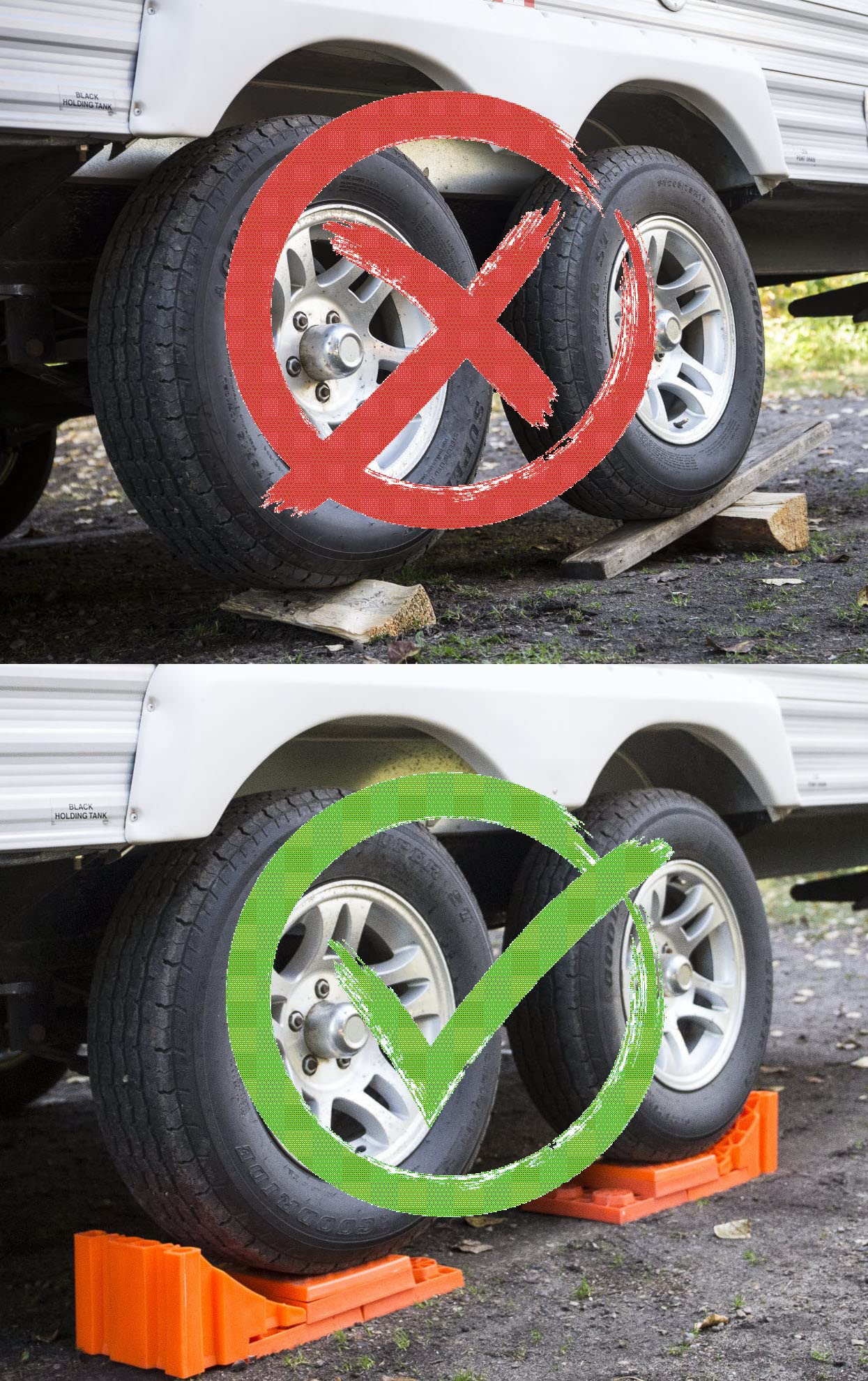 Tri-Lynx blocks supporting a tandem axle demonstrating adaptable configuration