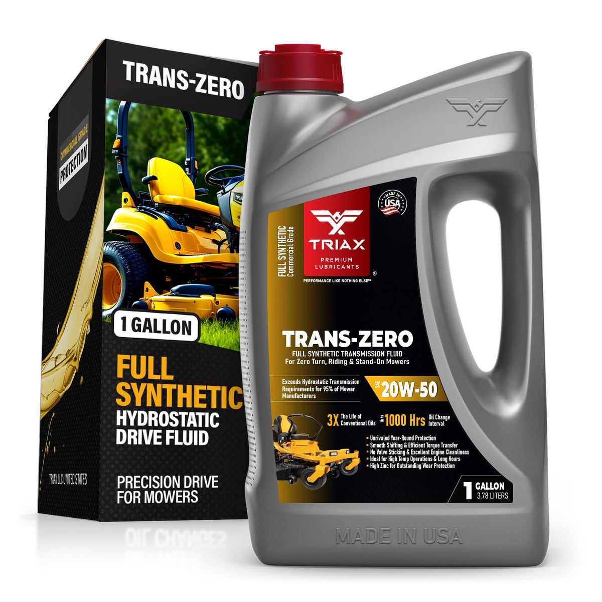Triax Trans-Zero front label showing product identity and benefits