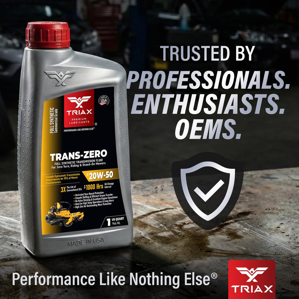 Landscaper using Triax Trans-Zero during routine mower service outdoors