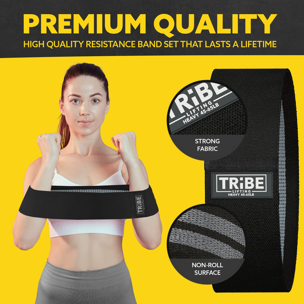 Tribe Lifting band flat on thigh demonstrating even pressure and comfort