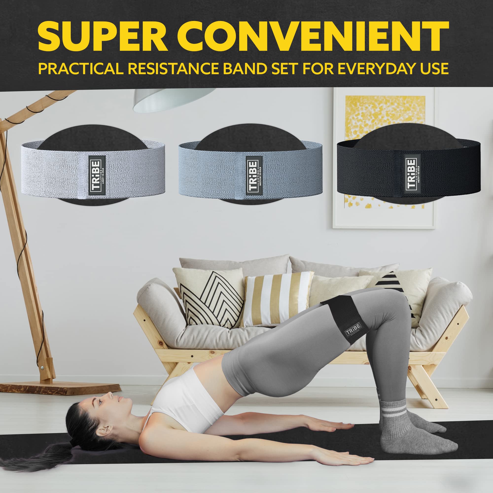 Tribe Lifting bands packed in gym bag for travel convenience and quick workouts