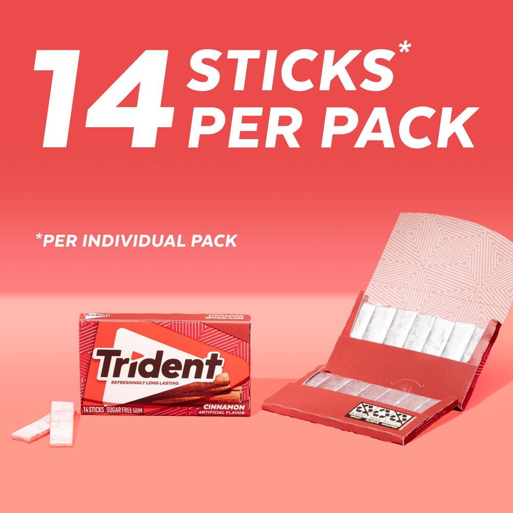 Trident cinnamon pack tucked inside backpack showing on-the-go convenience