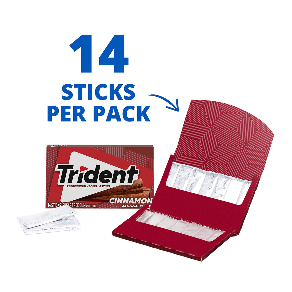 Stacked Trident packs beside a ruler showing scale and quantity convenience