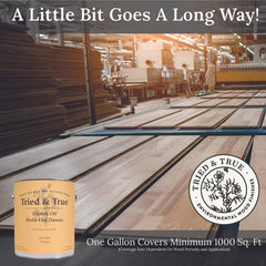 Tried & True before and after cutting board showing enhanced grain protection