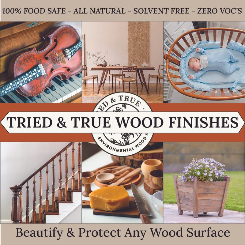 Tried & True on kitchen counter showing finished wood looking naturally warm