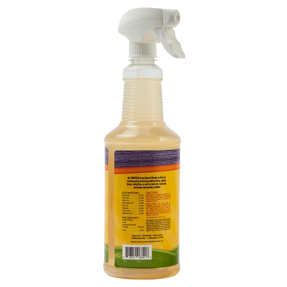 Trifecta label close-up with ingredients and directions for safe effective use