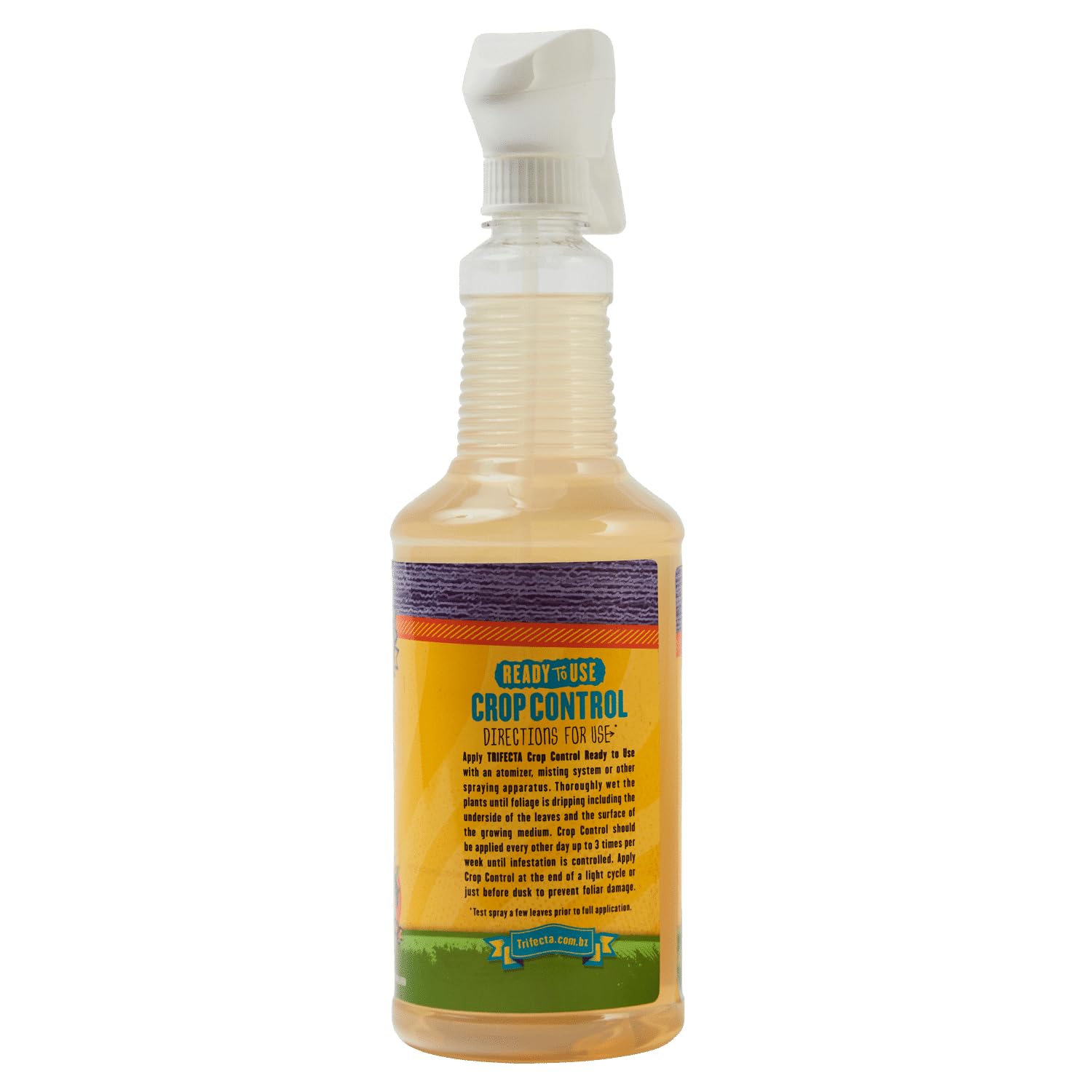Trifecta bottle staged in an indoor garden showing low-odor, home-friendly use