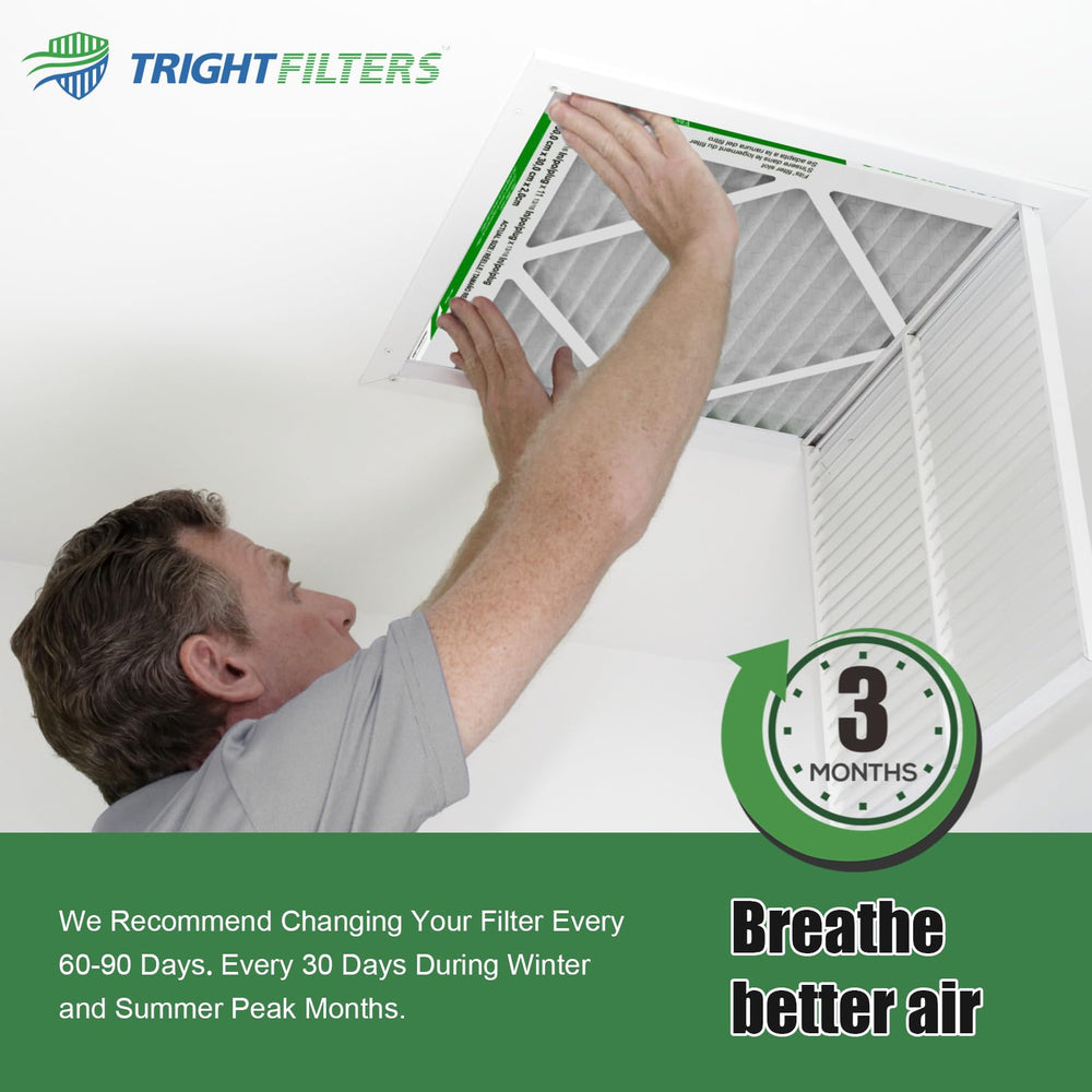 TRIGHTFILTERS hand sliding filter into slot showing easy replacement advantage
