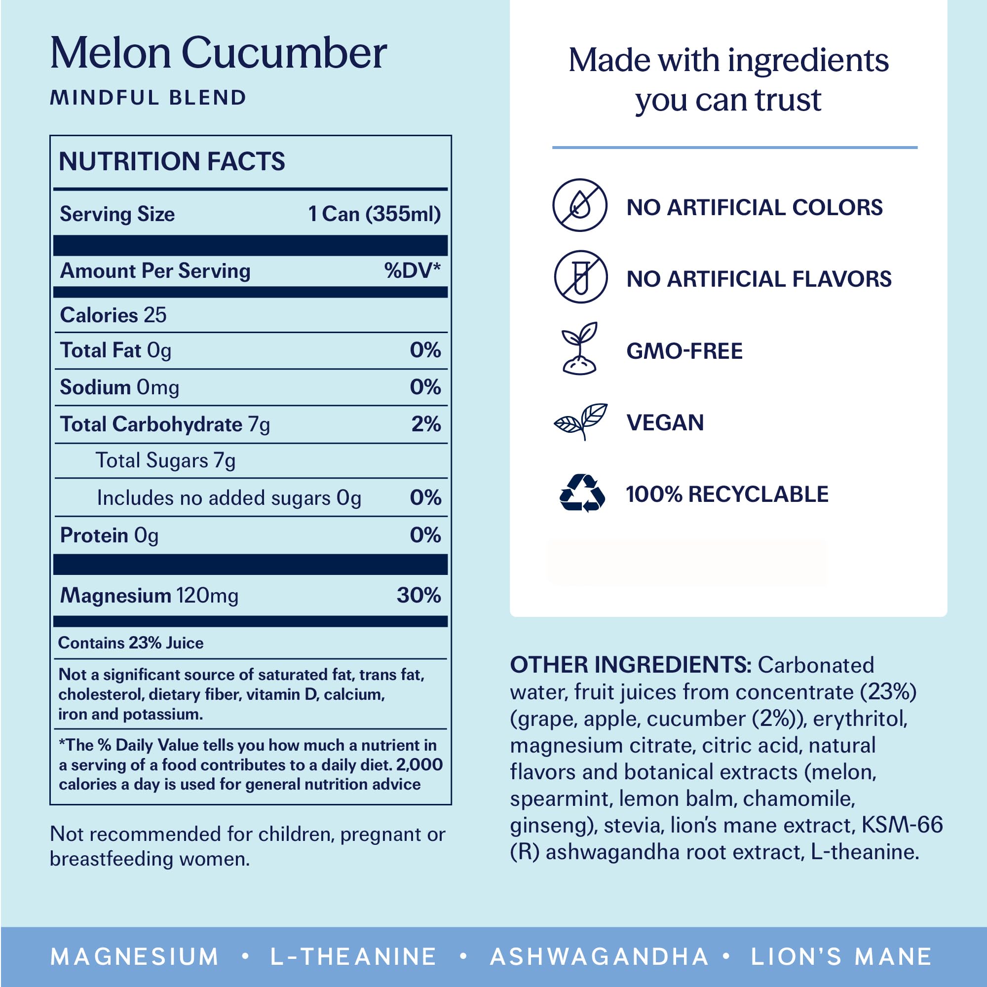 TRIP can close-up label highlighting botanicals and adaptogen blend benefit