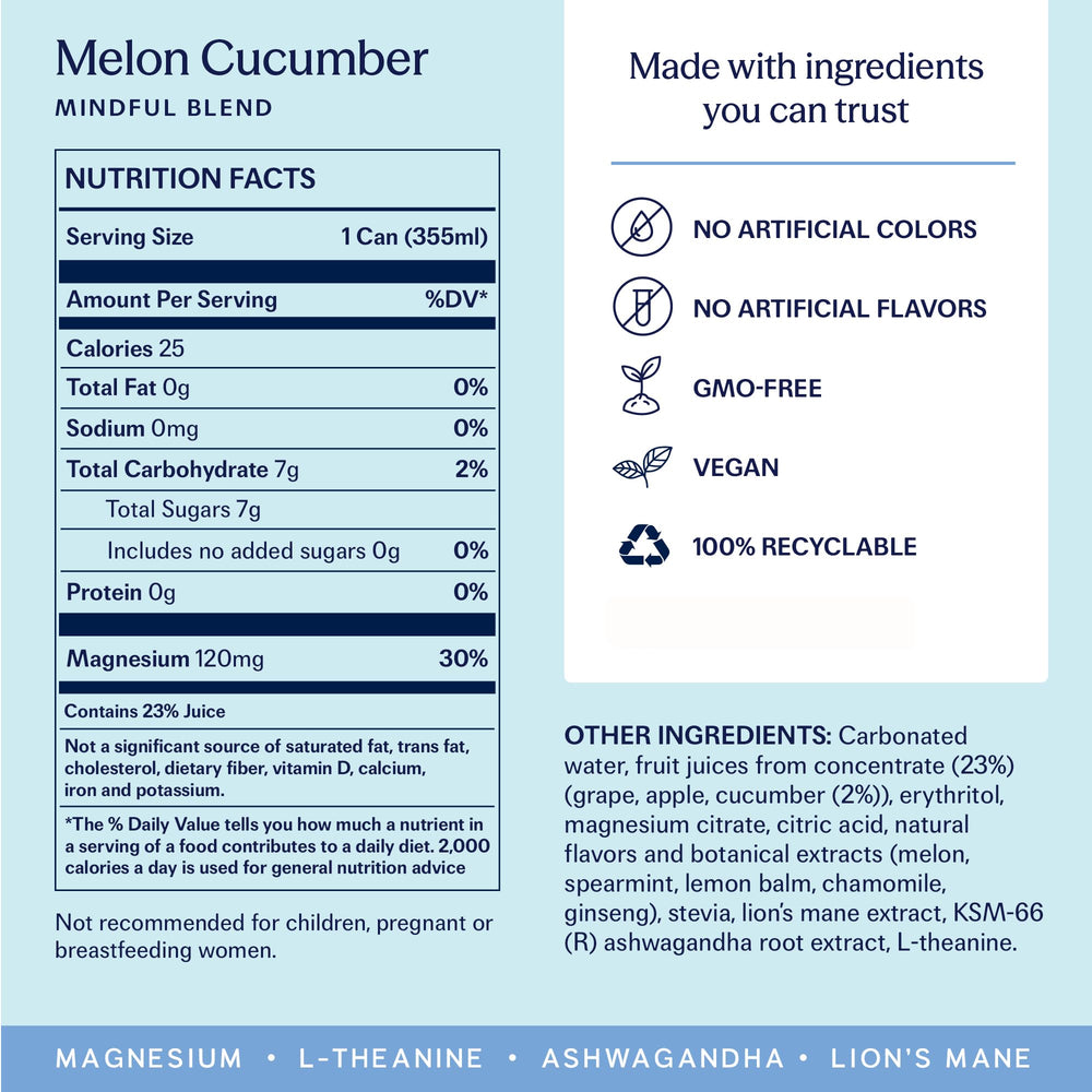 TRIP can close-up label highlighting botanicals and adaptogen blend benefit