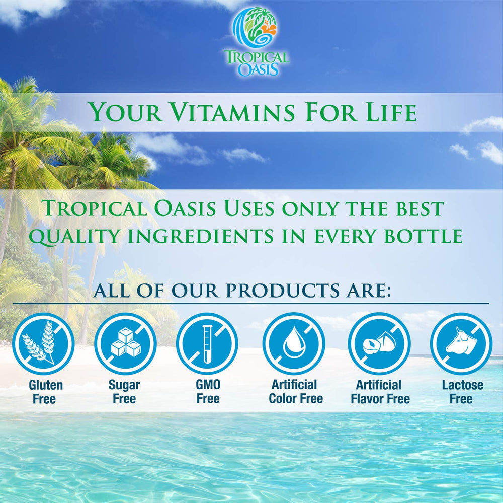 Tropical Oasis packaging with USA-made badge showing quality assurance