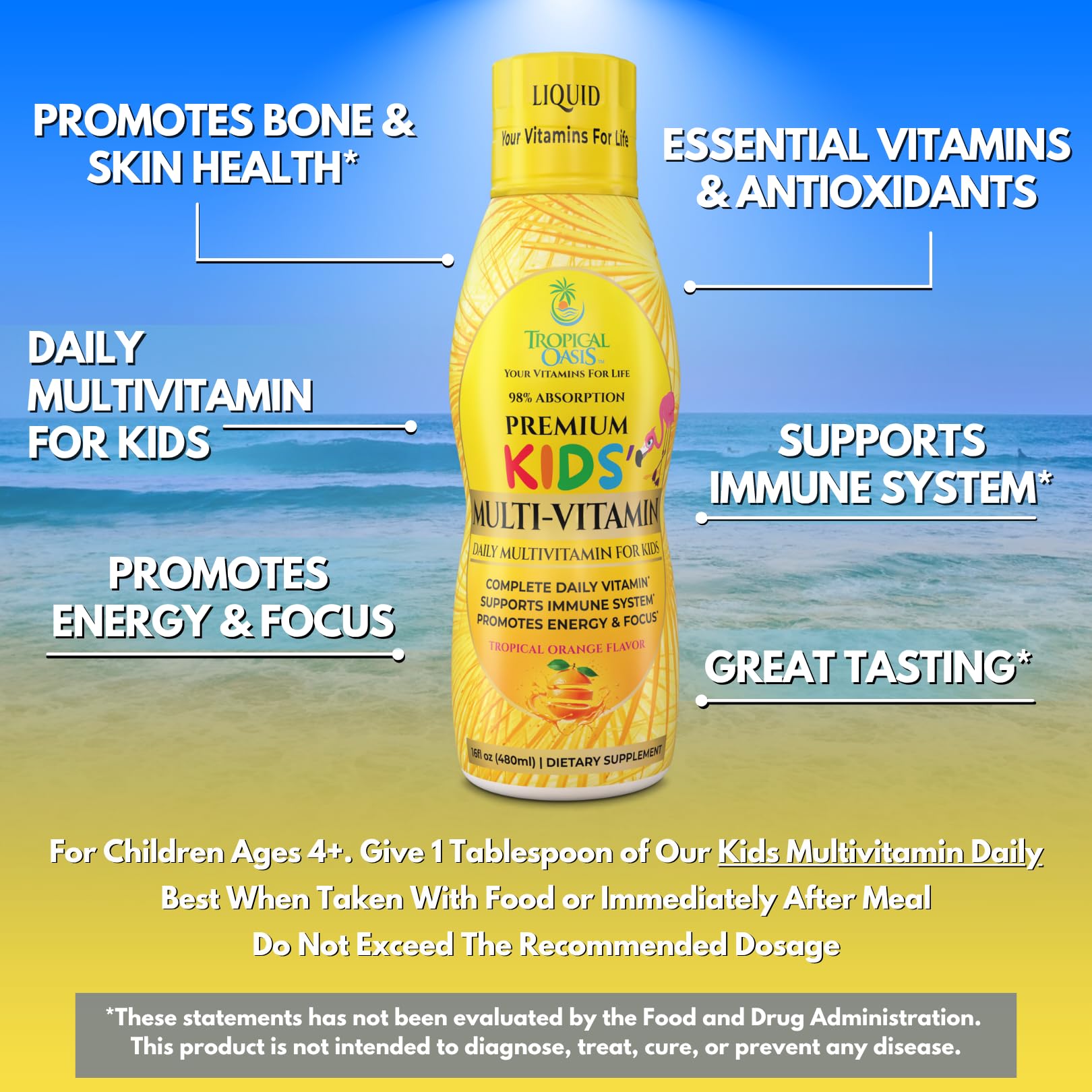 Tropical Oasis measured tablespoon serving to ensure correct daily dose