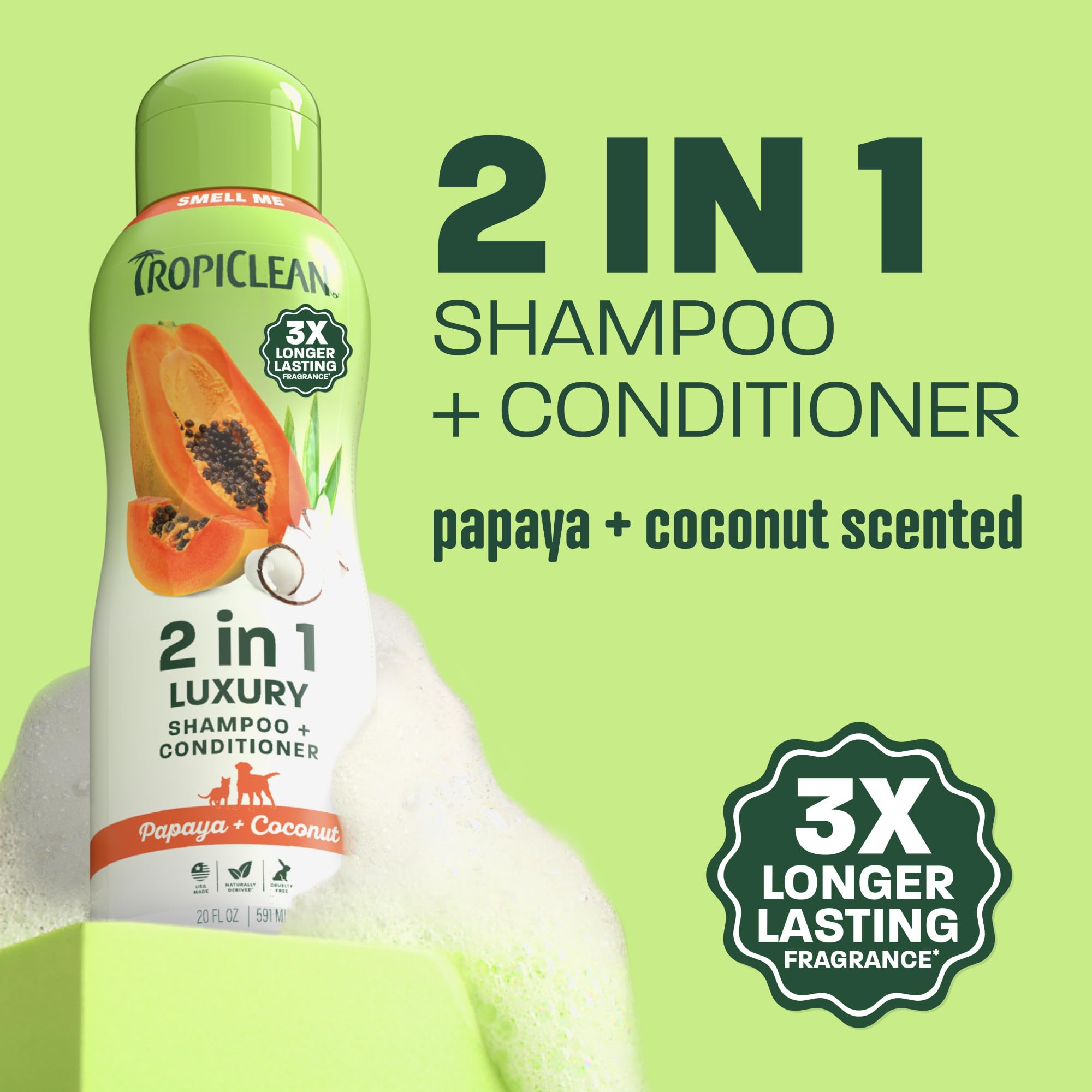 TropiClean close-up texture of shampoo showing creamy formula for thorough cleansing