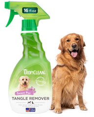 TropiClean front bottle view shows detangler benefits for easier brushing
