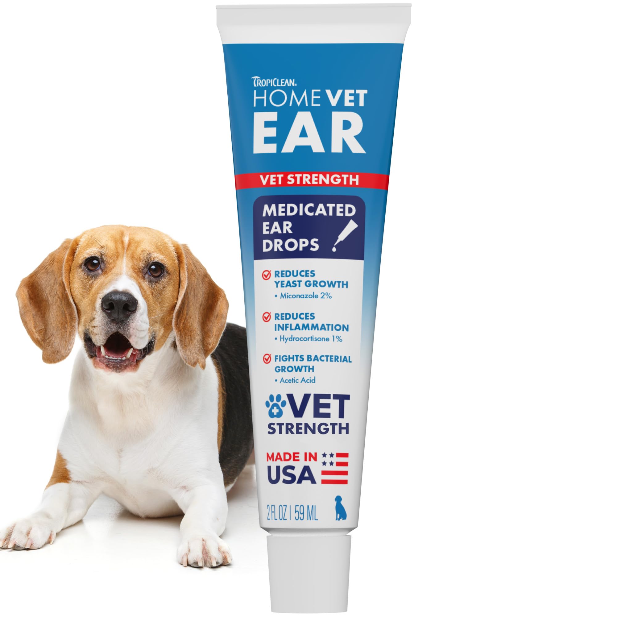 TropiClean HomeVet front packaging showing 2 oz bottle and labeling for quick identification