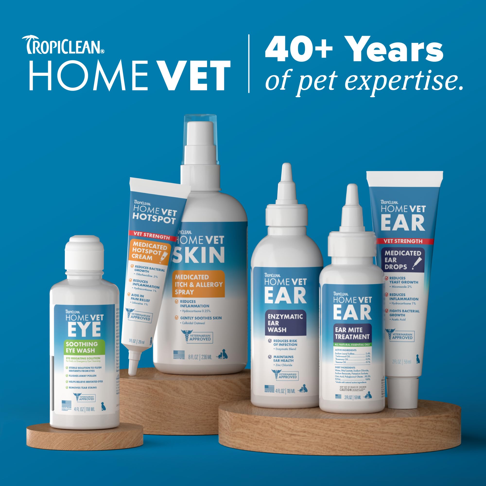 TropiClean HomeVet next to a measuring ruler to show accurate 2 oz size for portability