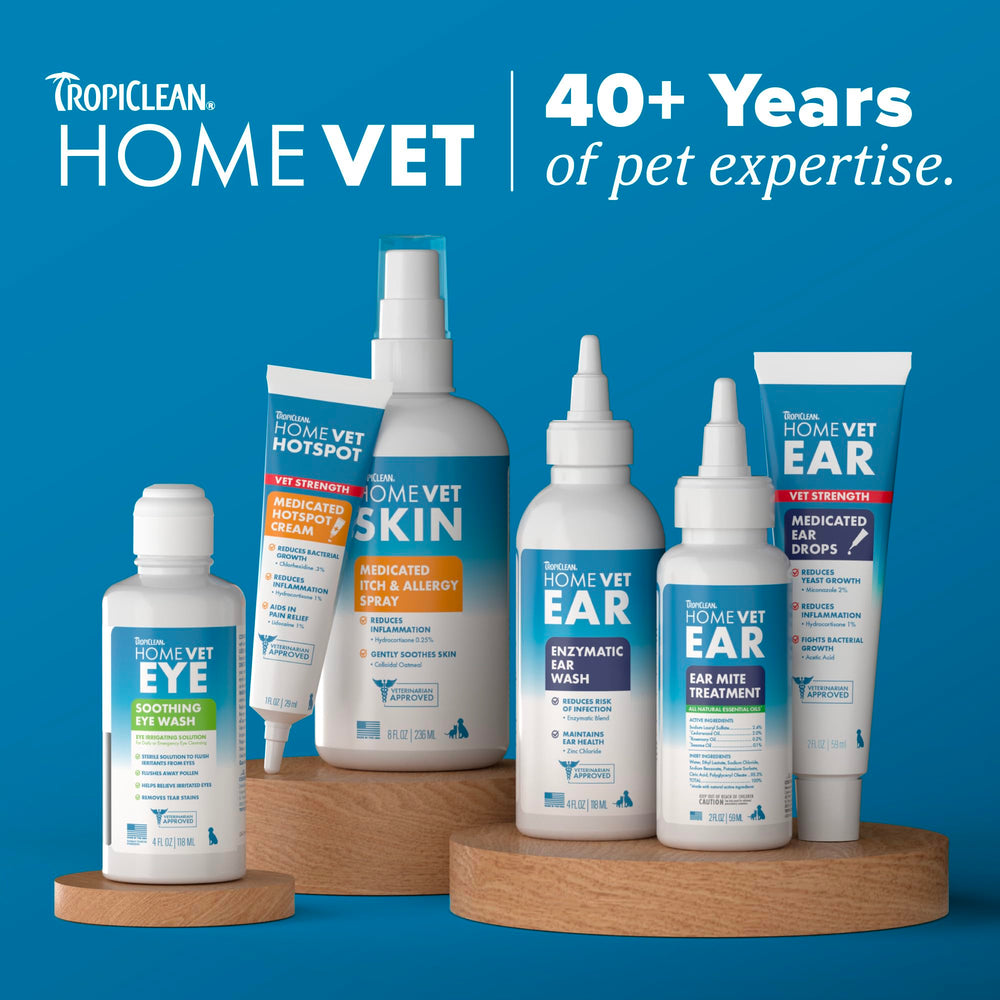 TropiClean HomeVet next to a measuring ruler to show accurate 2 oz size for portability