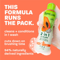 TropiClean poured into hand to demonstrate easy dispensing and measured application
