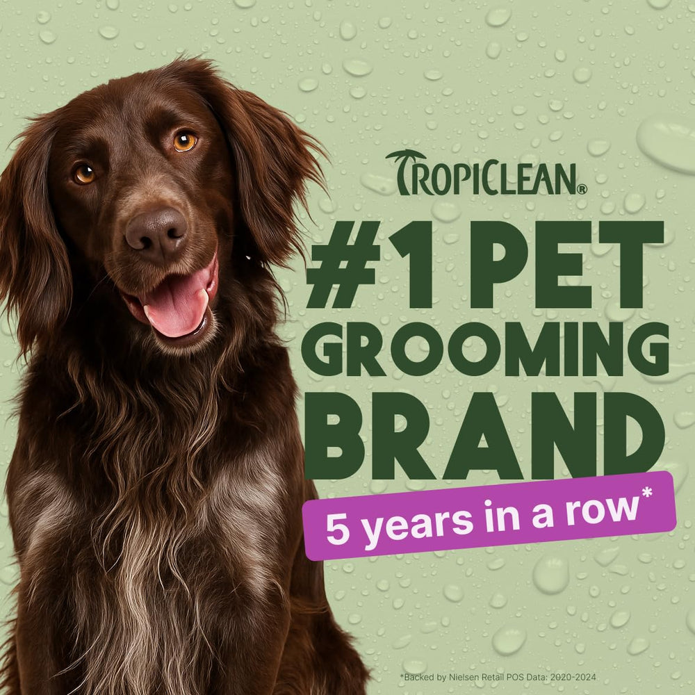 TropiClean mist on fur texture revealing smoothing and softening effect