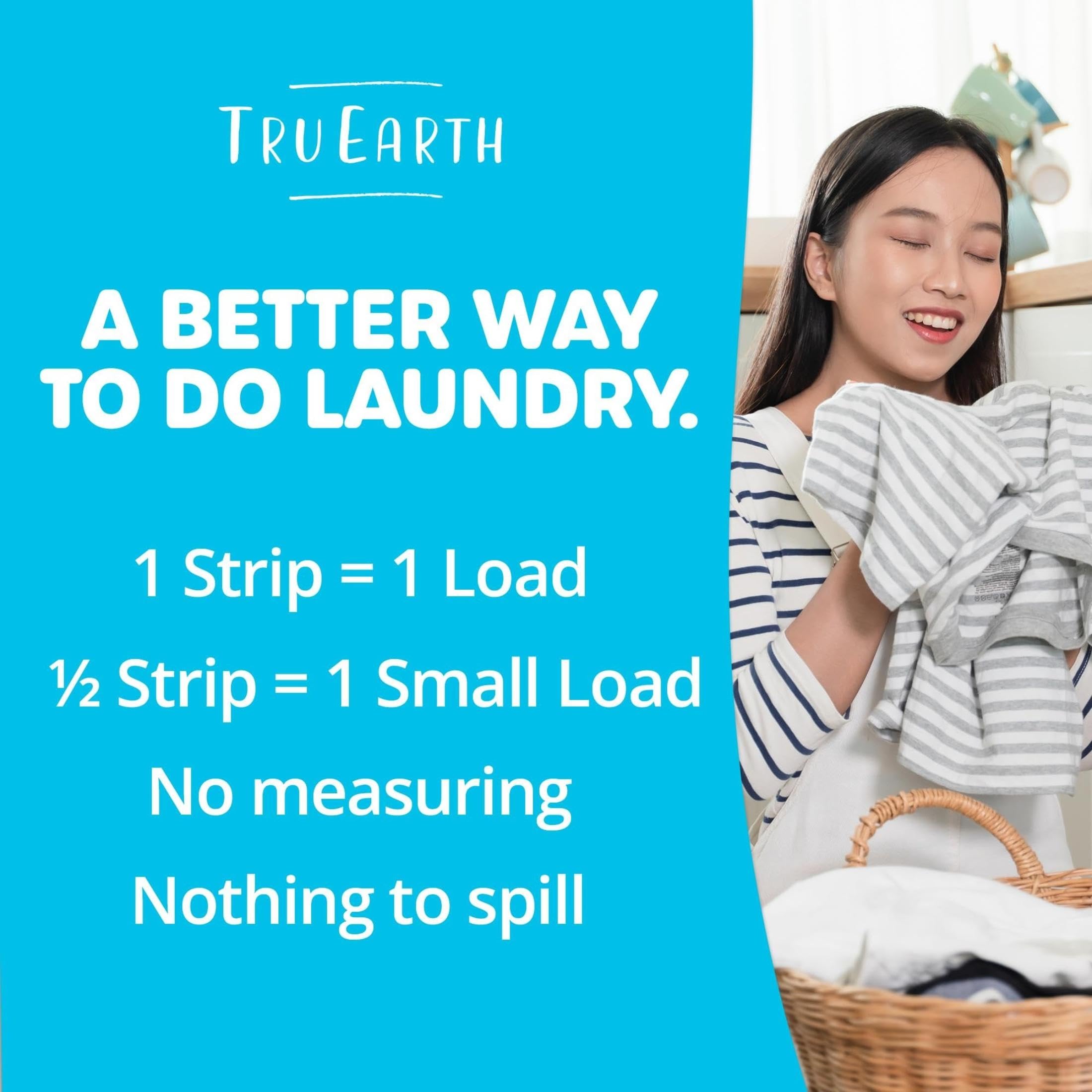 Tru Earth box on bathroom shelf illustrating clutter-free and plastic-free storage