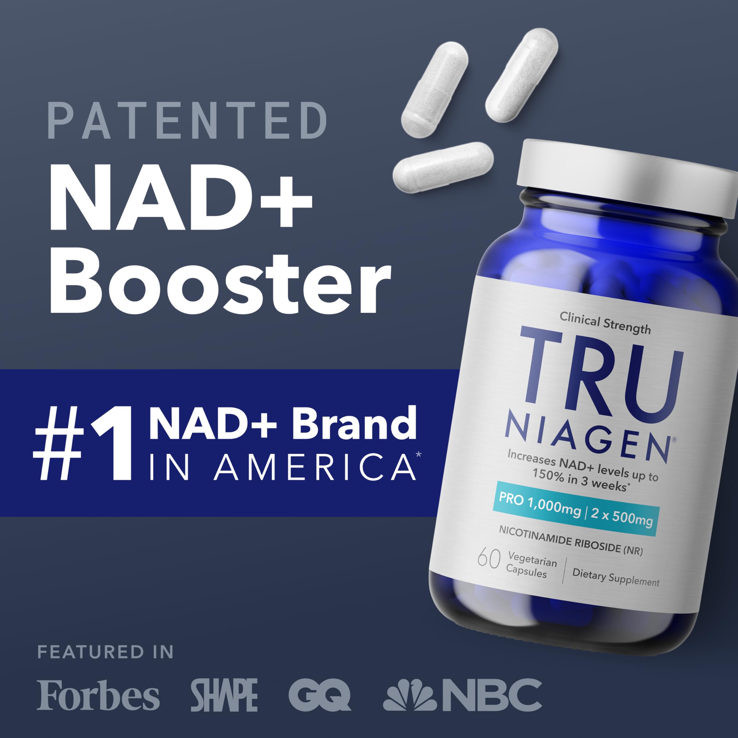 TRU NIAGEN open bottle with daily serving visible for easy routine