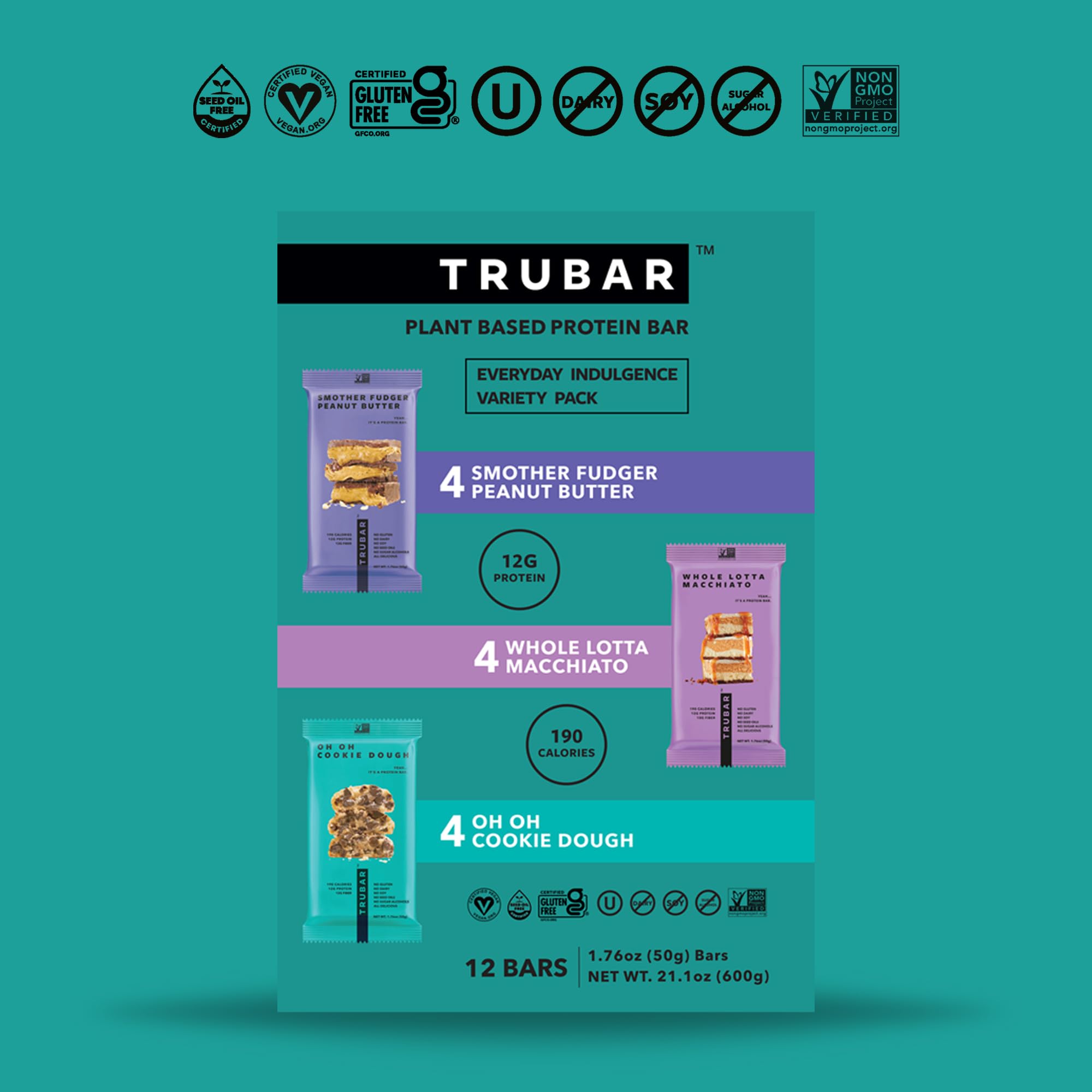 TRUBAR Cookie Dough bar cross-section showing soft, dough-like interior