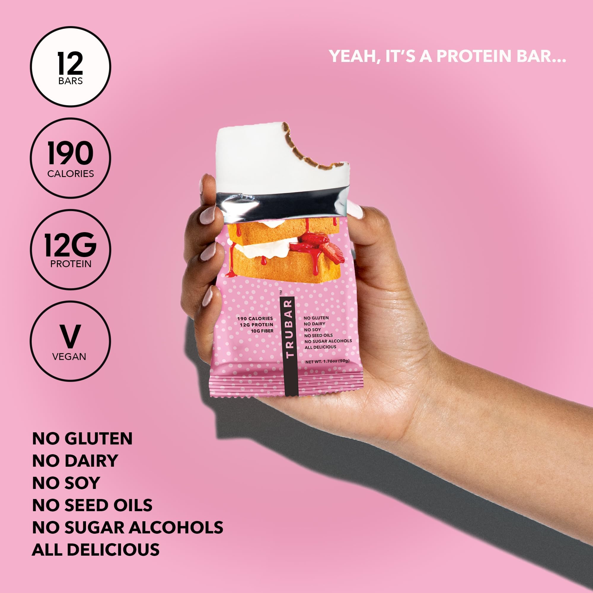 TRUBAR bar cross-section revealing cake-like texture and fiber-rich interior for satisfaction