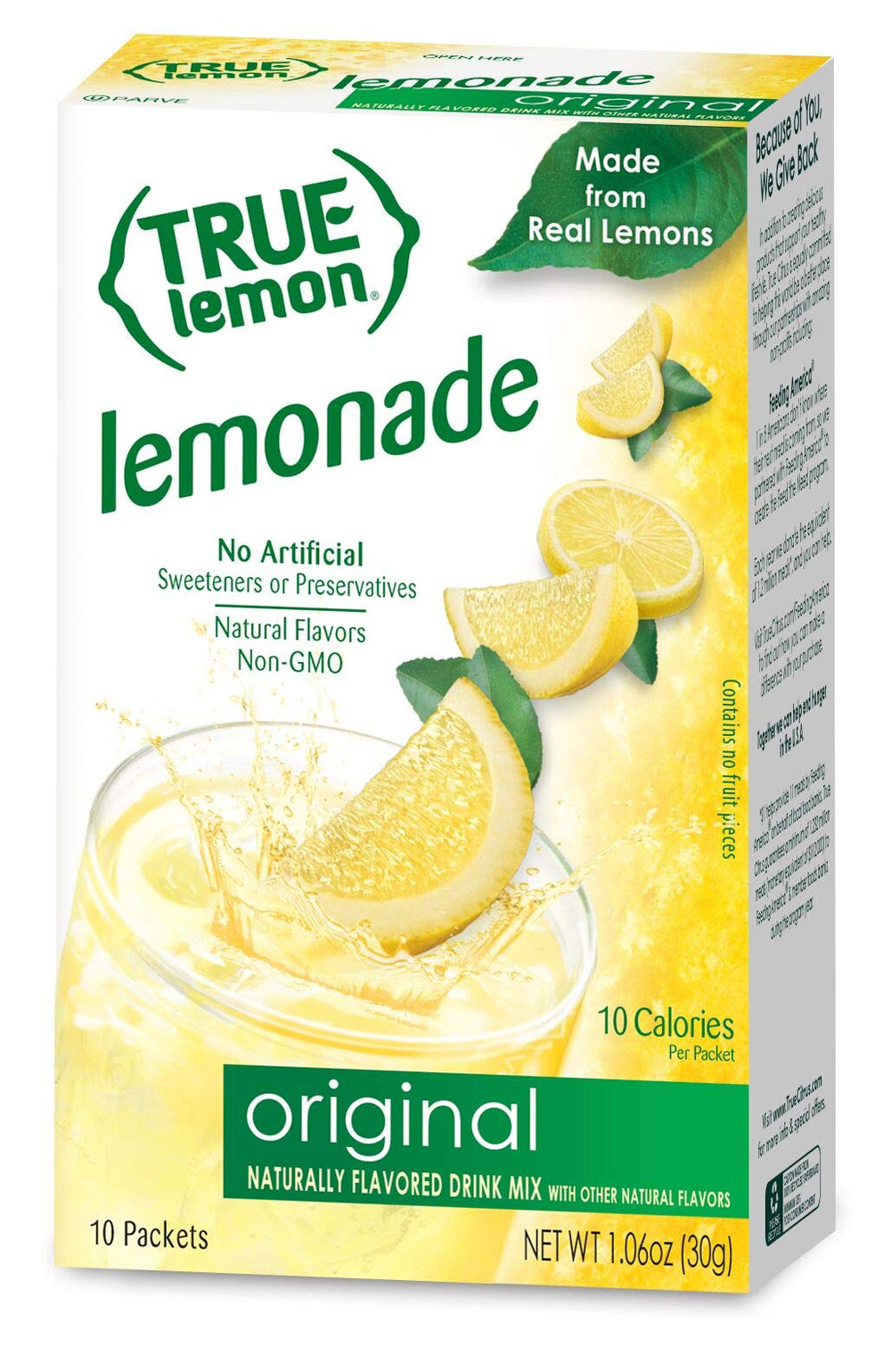 True Citrus Peach Lemonade packet dissolving in mug showing easy mixability