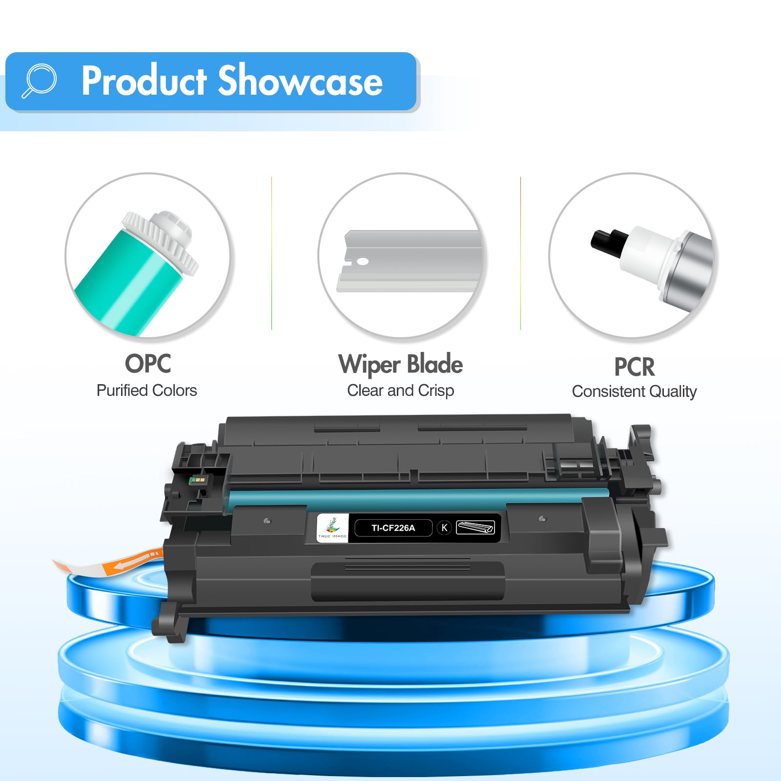 TRUE IMAGE packaging contents laid out showing two cartridges and quick start benefit