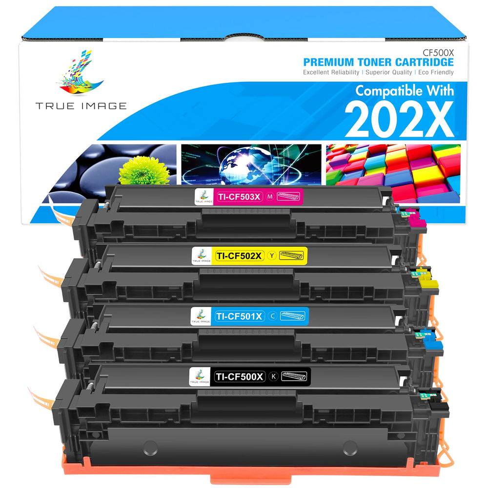 TRUE IMAGE 202X cartridges on an office desk illustrating ready-to-use supply benefit