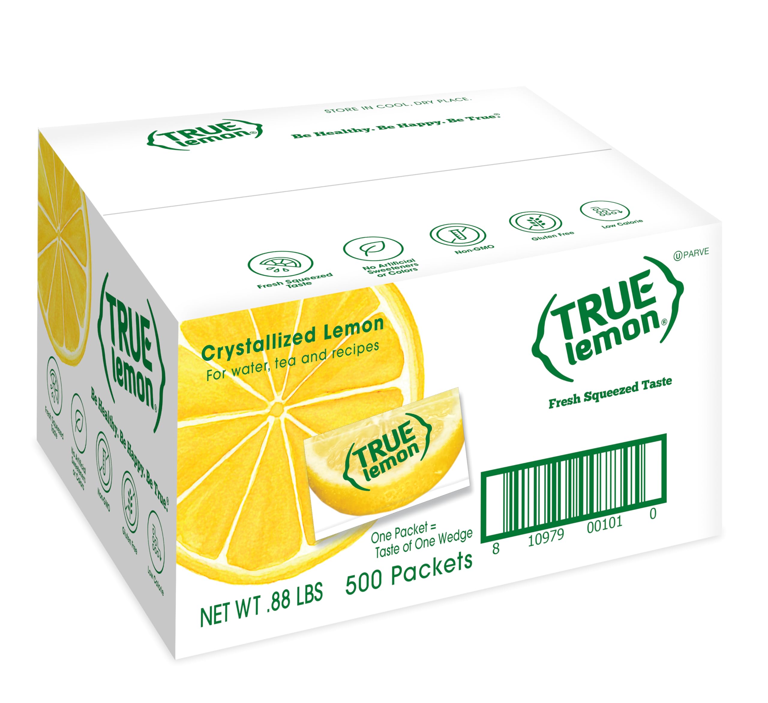 True Lemon front view of 500-count packet box, convenient bulk supply