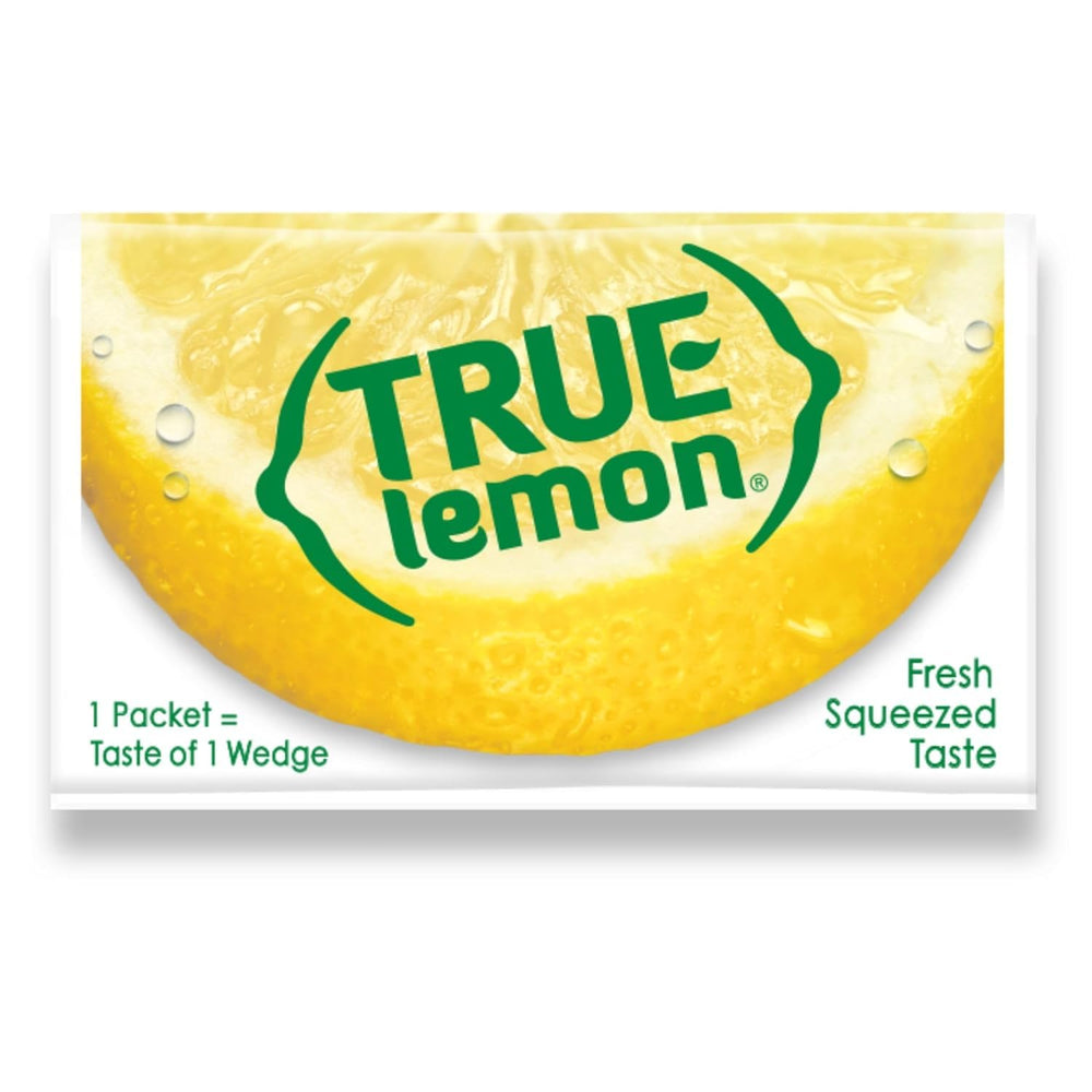 True Lemon open packet being poured with spoon, precise portion control