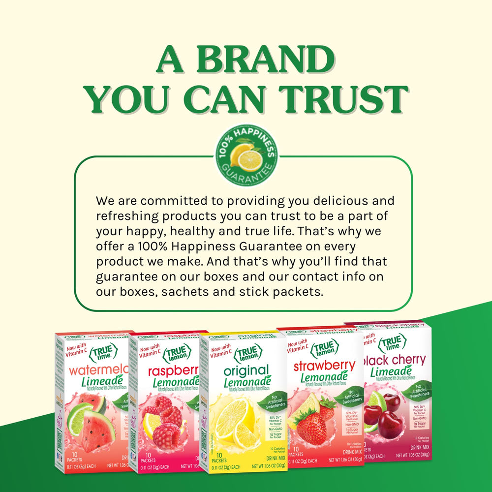 Nutrition and ingredient label of True Lemon emphasizing simple ingredients