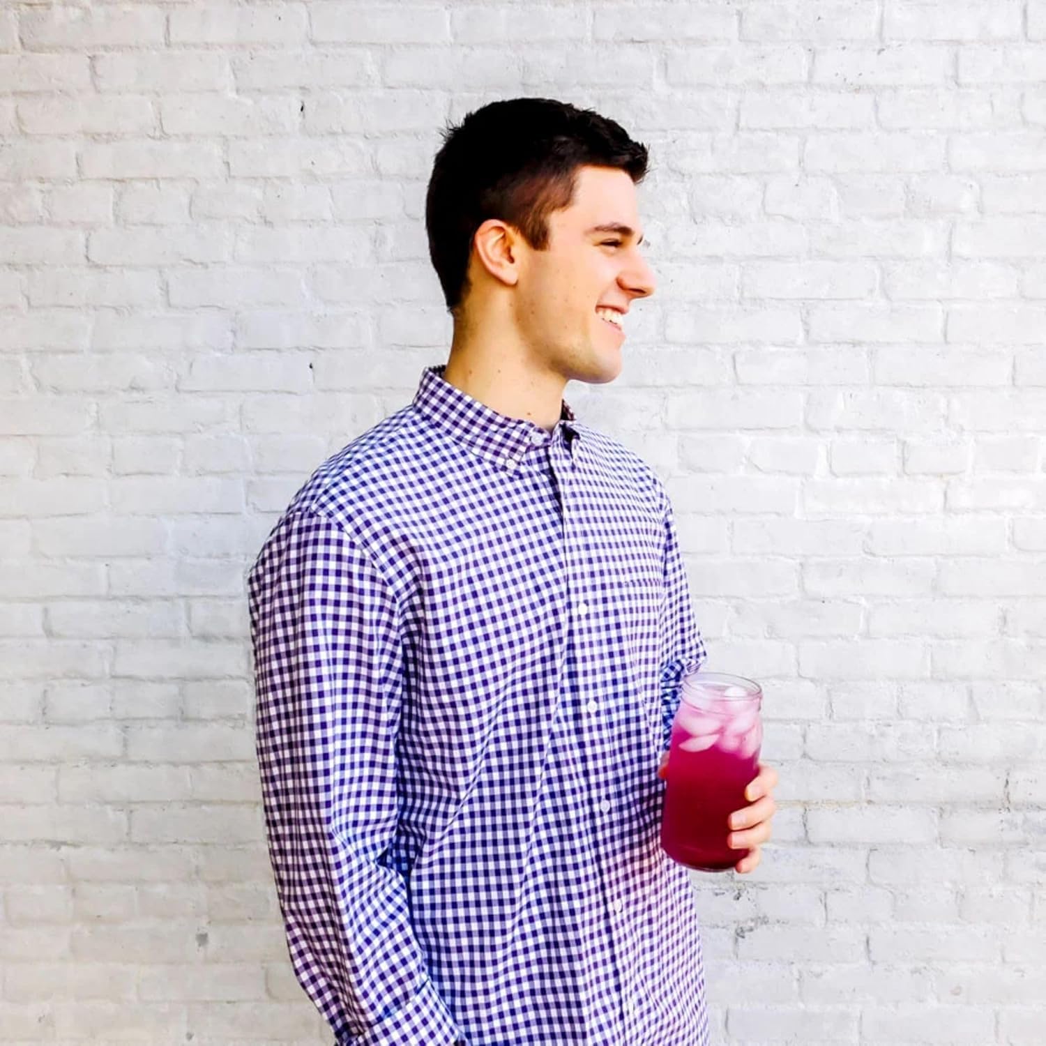 Glass of True Lemon wildberry lemonade over ice showing refreshing taste