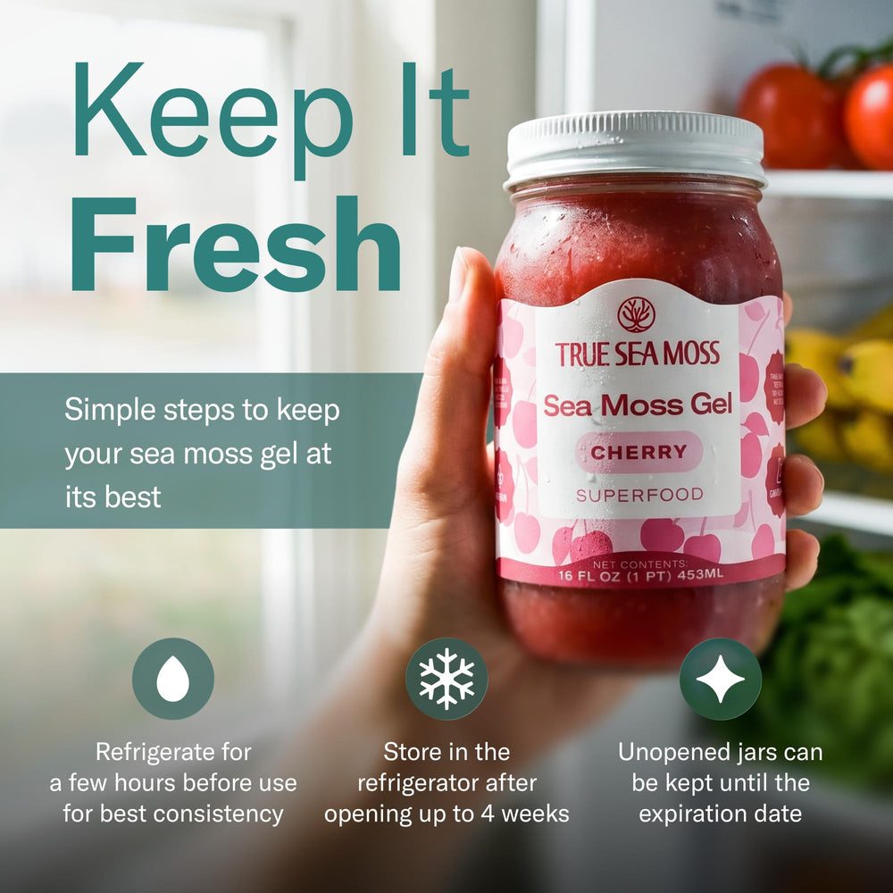 TrueSeaMoss cherry gel applied topically on skin in small amount for hydration test