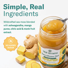 TrueSeaMoss open jar with spoon demonstrating scoopable gel convenience