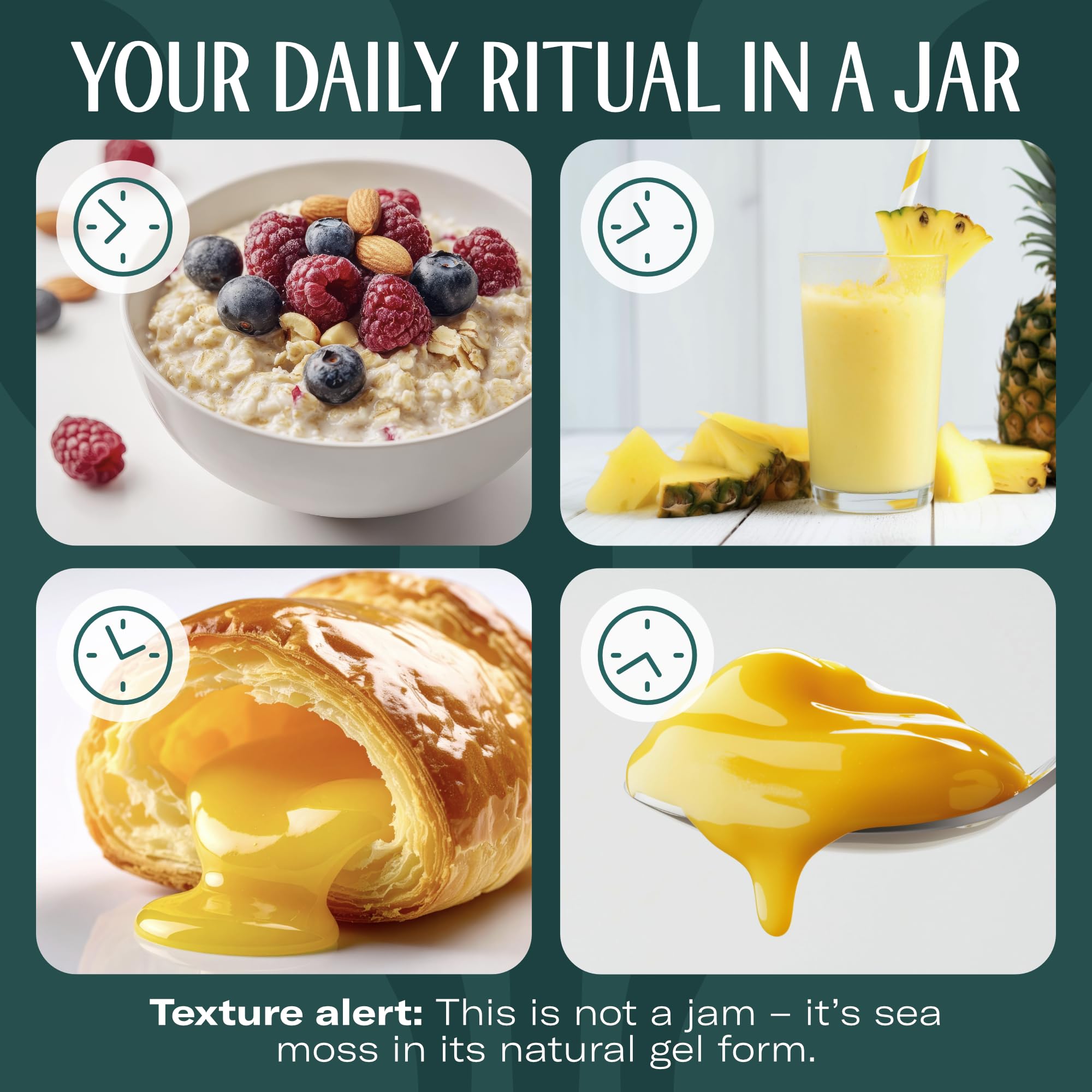 TrueSeaMoss pineapple gel on breakfast table showing everyday routine benefit