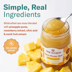 TrueSeaMoss spoonful of pineapple gel demonstrating easy serving benefit