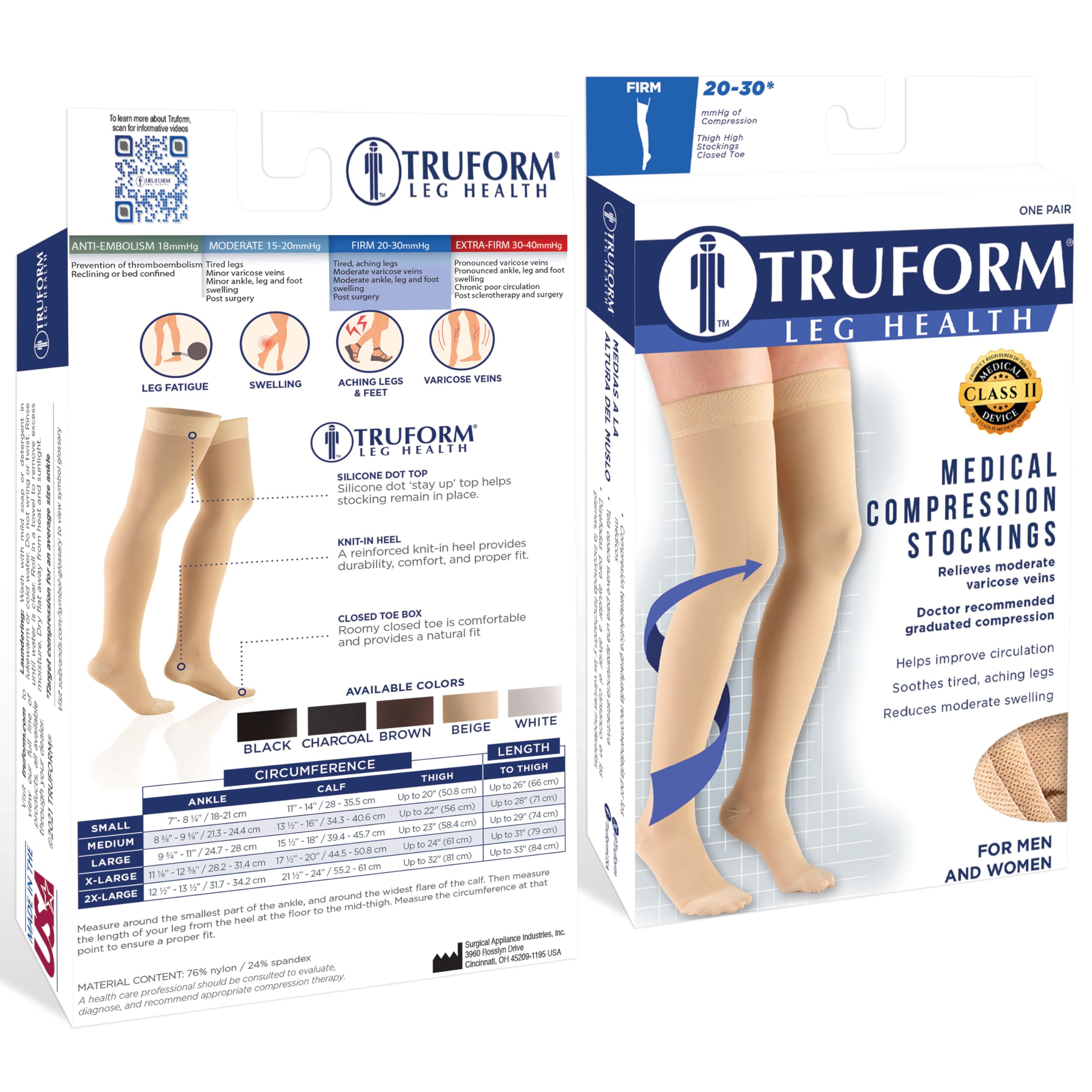Truform dot-top silicone band detail prevents slipping and holds stocking securely