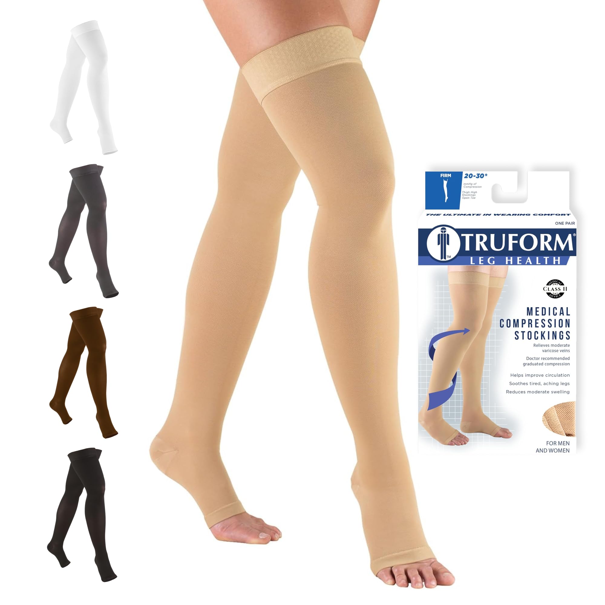 Truform thigh-high front packaging showing product and benefits