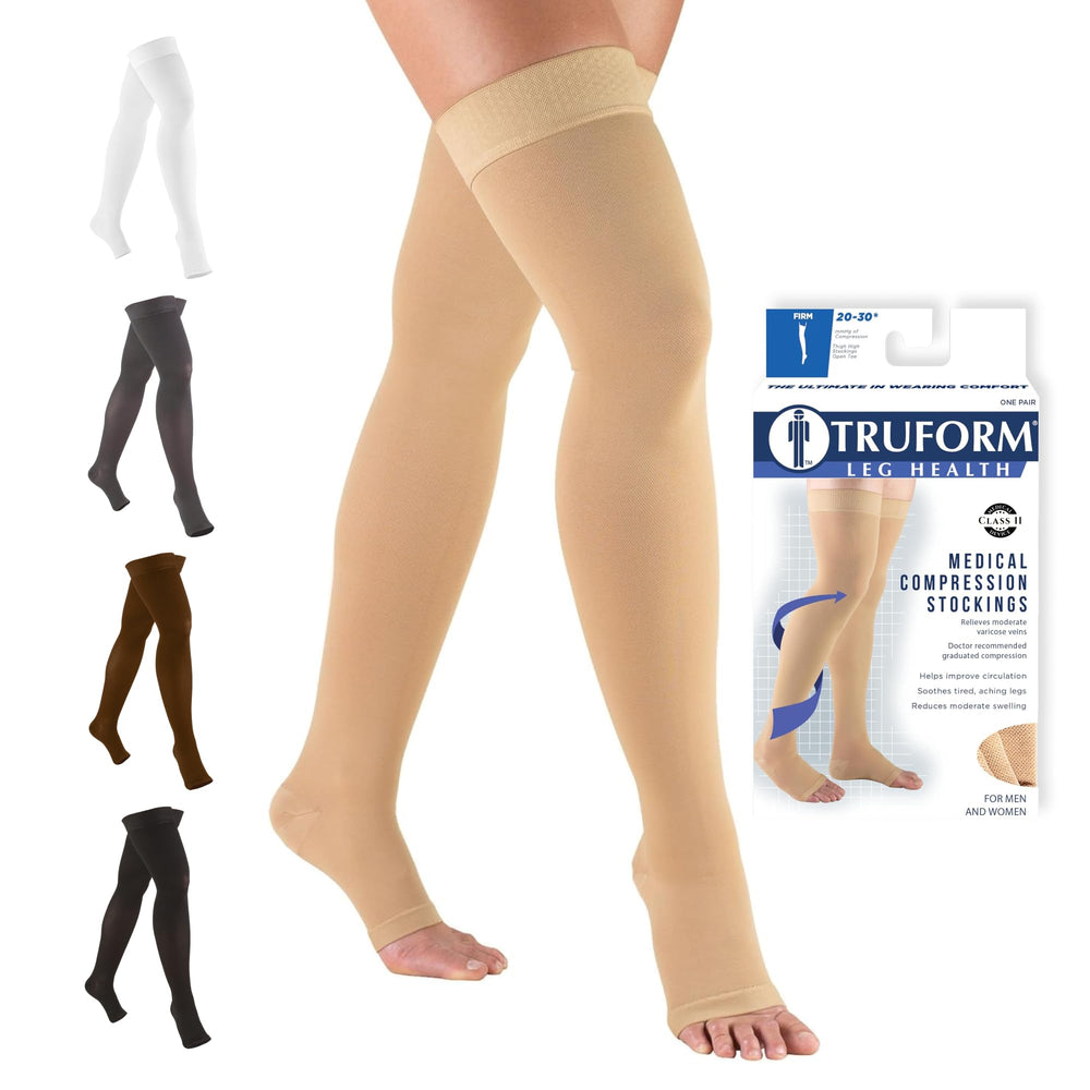 Truform thigh-high front packaging showing product and benefits