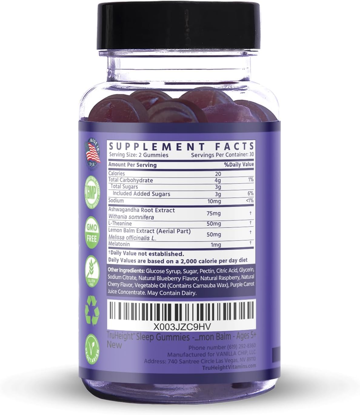 TruHeight gummy close-up texture showing chewable surface for easy chewing