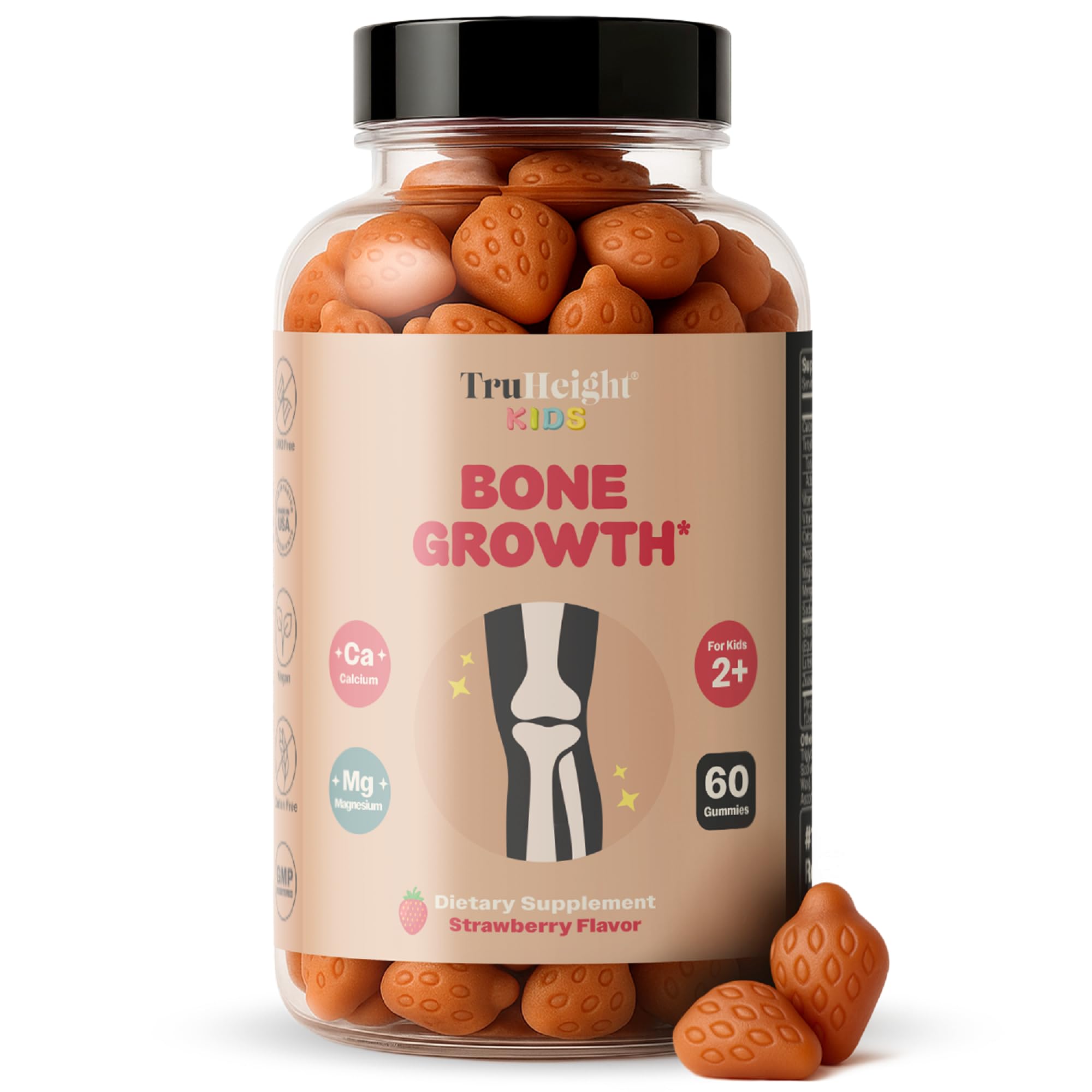 TruHeight front packaging showing strawberry gummies and product benefits