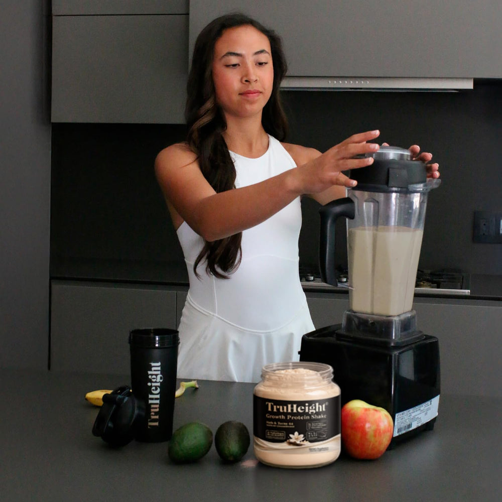 TruHeight being mixed with milk for creamy, calorie-rich drink