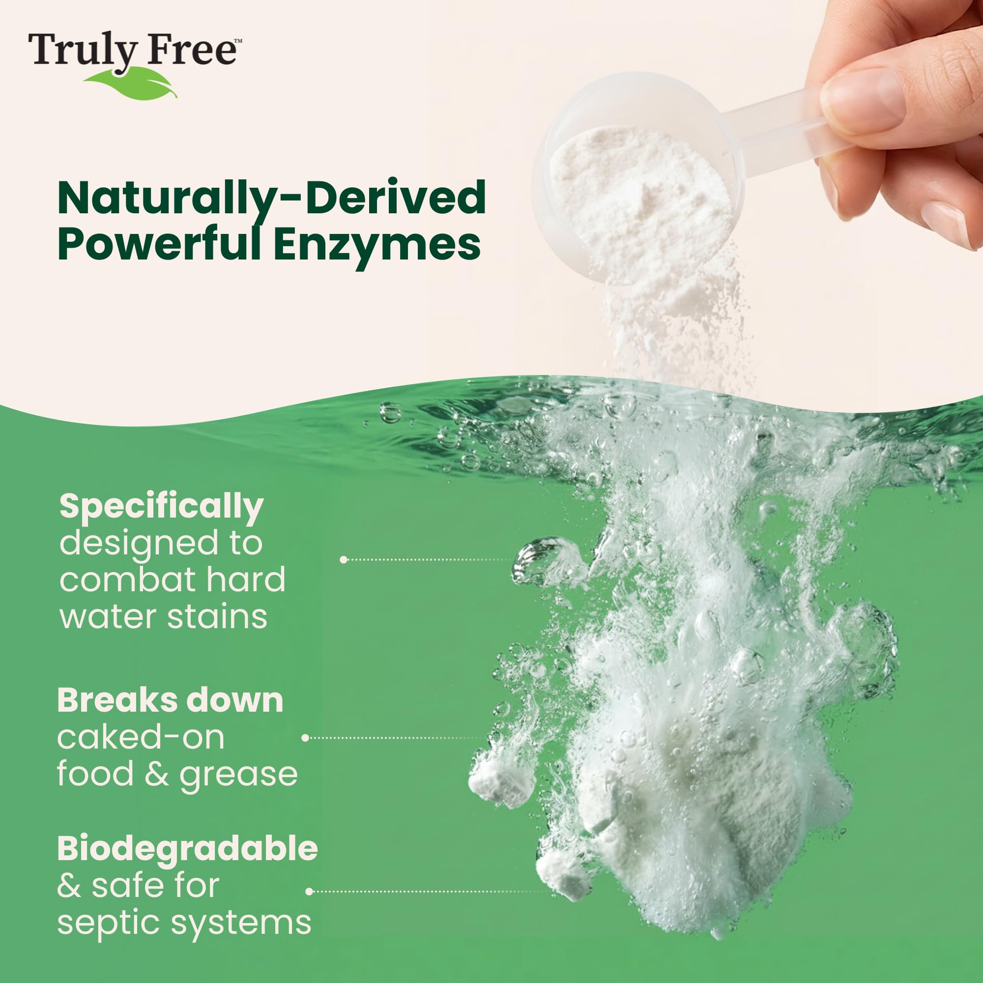 Truly Free powder texture close-up showing fine granules for fast dissolving