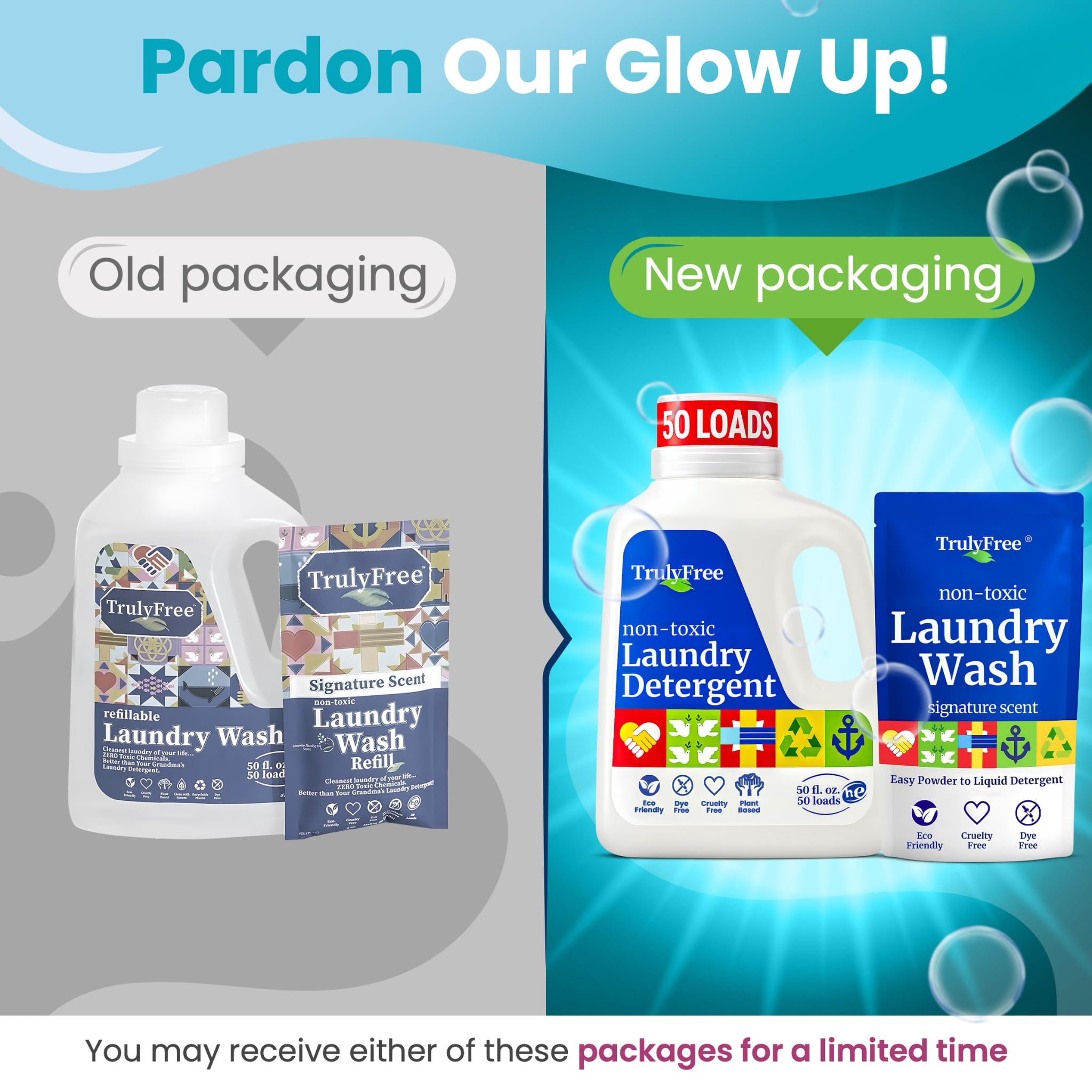 Truly Free jug pouring measured detergent for easy refill convenience